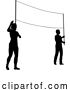 Vector Illustration of Banner Silhouette Protestors at March Rally Strike by AtStockIllustration