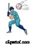 Vector Illustration of Baseball Player Swinging Bat at Ball for Home Run by AtStockIllustration