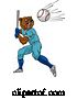 Vector Illustration of Bear Baseball Player Mascot Swinging Bat at Ball by AtStockIllustration