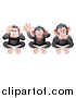 Vector Illustration of Black and Tan Three Wise Monkeys Covering Their Ears, Eyes and Mouth, Hear No Evil, See No Evil, Speak No Evil by AtStockIllustration