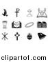 Vector Illustration of Black and White Christian Icons by AtStockIllustration