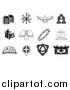 Vector Illustration of Black and White Christian Icons by AtStockIllustration