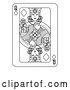 Vector Illustration of Black and White Queen of Diamonds Playing Card by AtStockIllustration