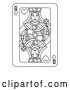 Vector Illustration of Black and White Queen of Hearts Playing Card by AtStockIllustration