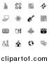 Vector Illustration of Black and White School Subject Icons by AtStockIllustration
