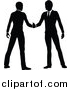 Vector Illustration of Black and White Silhouetted Business Men Shaking Hands by AtStockIllustration
