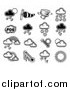 Vector Illustration of Black and White Weather Forecast Icons by AtStockIllustration