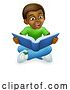 Vector Illustration of Black Child Boy Kid Reading Book by AtStockIllustration