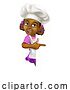 Vector Illustration of Black Girl Child Chef Kid Sign Pointing by AtStockIllustration