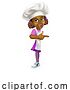 Vector Illustration of Black Girl Child Chef Kid Sign Pointing by AtStockIllustration