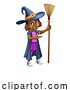 Vector Illustration of Black Girl Child Halloween Witch Pointing by AtStockIllustration