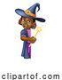 Vector Illustration of Black Girl Child Halloween Witch Sign by AtStockIllustration