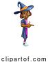 Vector Illustration of Black Girl Child Halloween Witch Sign by AtStockIllustration