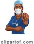 Vector Illustration of Black Lady Medical Doctor Nurse Pointing by AtStockIllustration