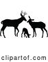 Vector Illustration of Black Silhouetted Deer Buck, Doe and Fawn by AtStockIllustration