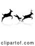 Vector Illustration of Black Silhouetted Deer Family Leaping, with a Shadow on a White Background by AtStockIllustration