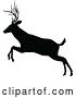 Vector Illustration of Black Silhouetted Deer Stag Buck Leaping by AtStockIllustration