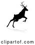 Vector Illustration of Black Silhouetted Deer Stag Buck, with a Shadow on a White Background by AtStockIllustration