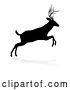 Vector Illustration of Black Silhouetted Deer Stag Buck, with a Shadow on a White Background by AtStockIllustration