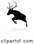 Vector Illustration of Black Silhouetted Deer Stag Buck, with a Shadow on a White Background by AtStockIllustration