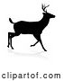 Vector Illustration of Black Silhouetted Deer Stag Buck, with a Shadow on a White Background by AtStockIllustration