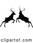 Vector Illustration of Black Silhouetted Deer Stag Bucks Rutting by AtStockIllustration