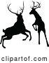 Vector Illustration of Black Silhouetted Deer Stag Bucks Rutting by AtStockIllustration