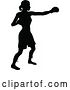 Vector Illustration of Black Silhouetted Female Boxer Fighter by AtStockIllustration