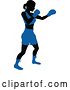 Vector Illustration of Black Silhouetted Female Boxer Fighter in a Blue Uniform by AtStockIllustration