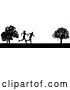 Vector Illustration of Black Silhouetted Fit Couple Running in a Park by AtStockIllustration