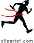 Vector Illustration of Black Silhouetted Male Graduate Breaking Through a Red Finish Line by AtStockIllustration