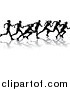 Vector Illustration of Black Silhouetted Runners by AtStockIllustration