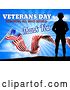 Vector Illustration of Black Silhouetted Soldier with an American Flag and Sky, with Text by AtStockIllustration