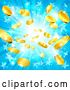 Vector Illustration of Blue Explosion of Stars and Gold Coins by AtStockIllustration