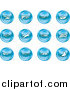Vector Illustration of Blue Speed Icons: Email, Runner, Super Hero, Rabbit, Jet, Bird, Race Car, Tire, Lightning Bolt, Rocket, Cheetah and Sailboat by AtStockIllustration