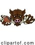 Vector Illustration of Boar Wild Hog Razorback Warthog Football Mascot by AtStockIllustration