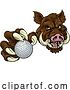 Vector Illustration of Boar Wild Hog Razorback Warthog Pig Golf Mascot by AtStockIllustration