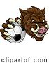 Vector Illustration of Boar Wild Hog Razorback Warthog Pig Soccer Mascot by AtStockIllustration