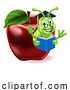 Vector Illustration of Book Worm Apple by AtStockIllustration