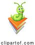 Vector Illustration of Bookworm Caterpillar Worm on Book Pile by AtStockIllustration