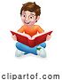 Vector Illustration of Boy Child Kid Character Reading a Book by AtStockIllustration