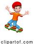 Vector Illustration of Boy Kid Child on Skateboard Skateboarding by AtStockIllustration