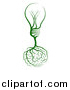 Vector Illustration of Brain Roots with a Green Light Bulb by AtStockIllustration