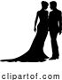 Vector Illustration of Bride and Groom Couple Wedding Dress Silhouettes by AtStockIllustration