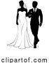 Vector Illustration of Bride and Groom Couple Wedding Dress Silhouettes by AtStockIllustration