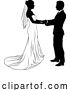 Vector Illustration of Bride and Groom Couple Wedding Dress Silhouettes by AtStockIllustration