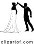 Vector Illustration of Bride and Groom Couple Wedding Dress Silhouettes by AtStockIllustration