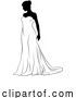 Vector Illustration of Bride Bridal Wedding Dress Silhouette Lady Design by AtStockIllustration