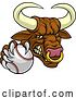 Vector Illustration of Bull Minotaur Longhorn Cow Baseball Mascot by AtStockIllustration