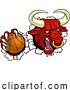 Vector Illustration of Bull Minotaur Longhorn Cow Basketball Mascot by AtStockIllustration